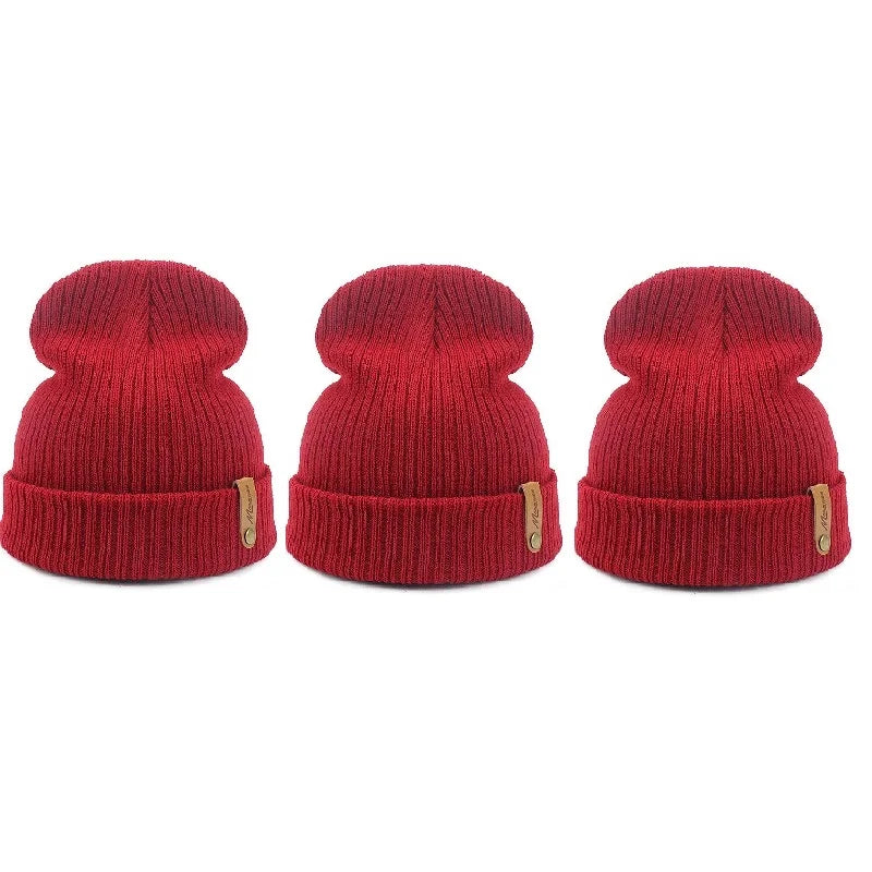 Brand Oohmy Knitted Hats for Men Women, Skullies Caps, Warmer Bonnet, Casual Cap, Monochromatic, Male and Female, Winter, 2024
