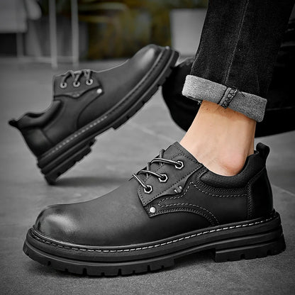 Golden Sapling Men Wide Toe Oxfords sko 2025 Klassikere Svart skinn Mannlige arbeidssko Lace-Up Man Casual Footwear Størrelse 38-46
