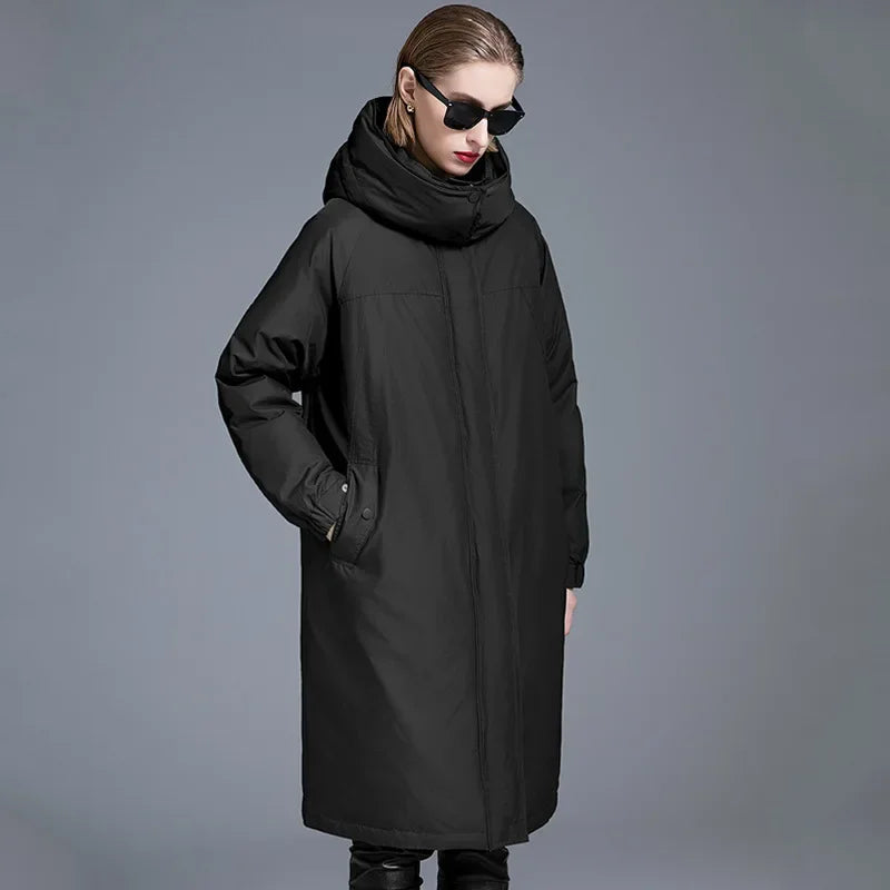 AYUNSUE White Duck Down Puffer Jacket Women Clothing 2024 Long Down Coats New in Outerwears Winter Windproof and Warm Coat Парки