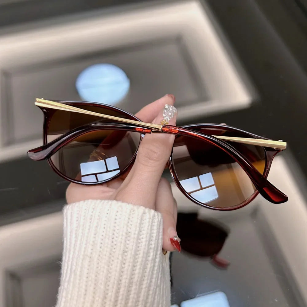 Mode ronde zonnebrillen mannen merkontwerper vintage zonnebrillen mannelijke zwarte retro kat oogframe buiten rijden oculos de sol oculos de sol