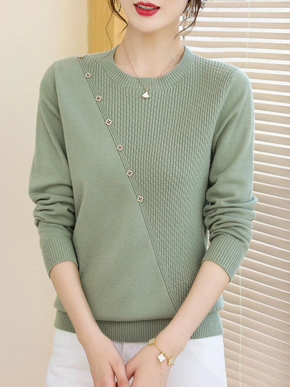 YISU College style Women Sweater O-Neck Knitted pullove long sleeves Female soft Jumper Casual solid color Women clothing
