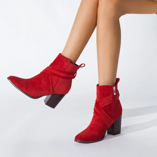 Ankle Boots for Women New Fashion Woman Autumn Pointed Toe High Heels Zipper Pumps Female Short Booties Zapatos De Mujer 2024
