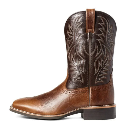 Menn høye støvler broderi retro håndlagde herre støvler vestlige cowboy boot spiss tå støvler håndsøm utendørs herresko