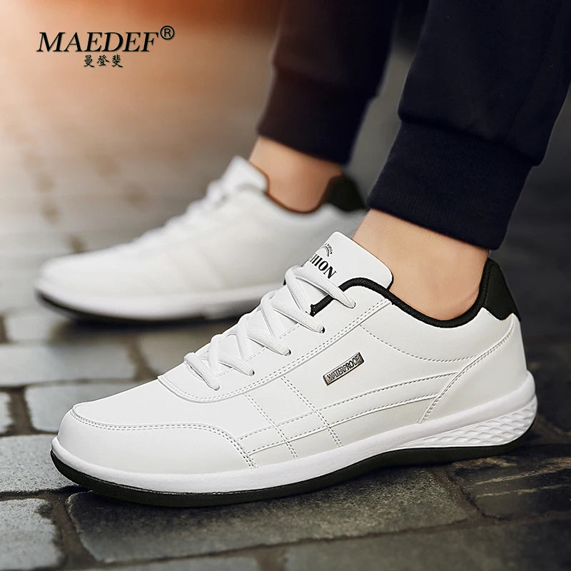 Maedef schoenen voor mannen lederen sneaker waterdichte casual comfortabele heren sneaker veterschoenen gevulkaniseerd man schoenmasculino