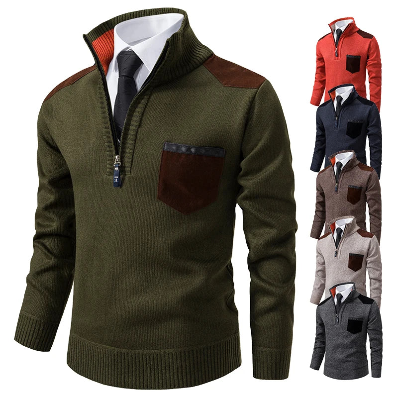 Sweater Sweater Cachemira Camisas gruesas Polos Corea Media Zipe Blusa fría Collar Outumn Invierno Expernor de lujo Paño de lujo