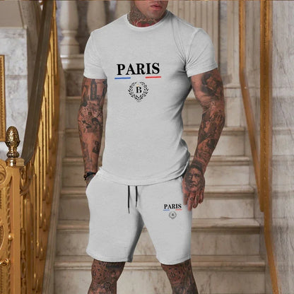 2025. Novi ljetni modni set modne odjeće-majica s kratkim rukavima i podijeljene kratke hlače s 2 komada, stilski jogging casual odjeća