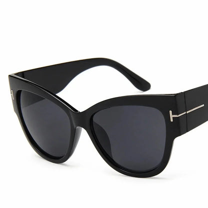 New Brand Sunglasses Women Luxury Designer T Fashion Black Cat Eye Oversized Sunglasses Female Gradient SunGlasses Oculos 2024