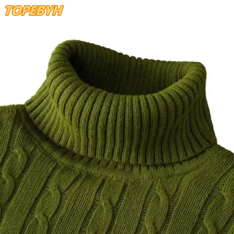 Suéter de cuello alto para hombres sólidos de color sólido