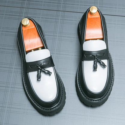 Nye platformsko loafers sko mænd tyksålede bryllupssko sorte formelle forretningssko slip-on læder øger afslappet sko