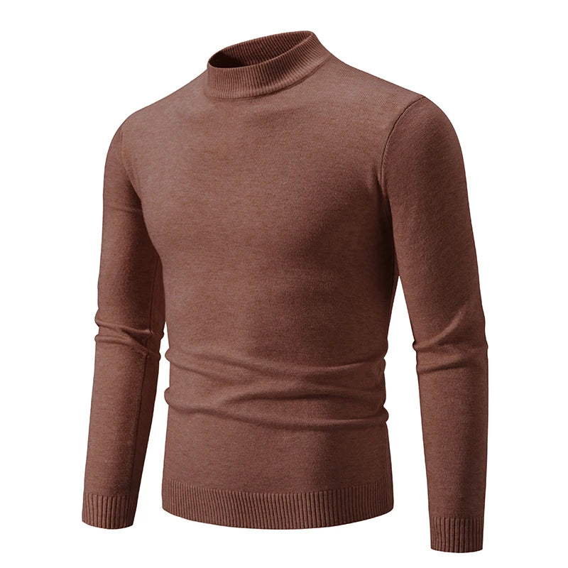 Ny Autumn Winter Designer Fashion Half Turtleneck Sticked tröja Högkvalitativ herr Casual Solid Color Warm Woman Sweaters