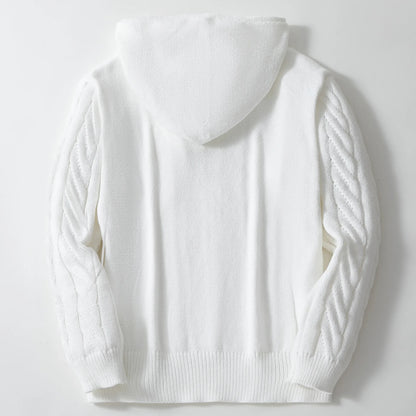 Mænd sweatshirts Pullovers Sweatere Solid afslappet løs splejsningshætte strikket Drawstring Regulære tykke varme toppe Efterår vinter