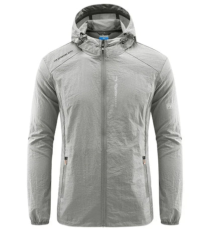 Summer Outdoor Szybki suchy słońce cienki kurtka Mężczyźni wędkarski Rybołówstwo z kapturem sportowy sport Ultra lekkie płaszcze