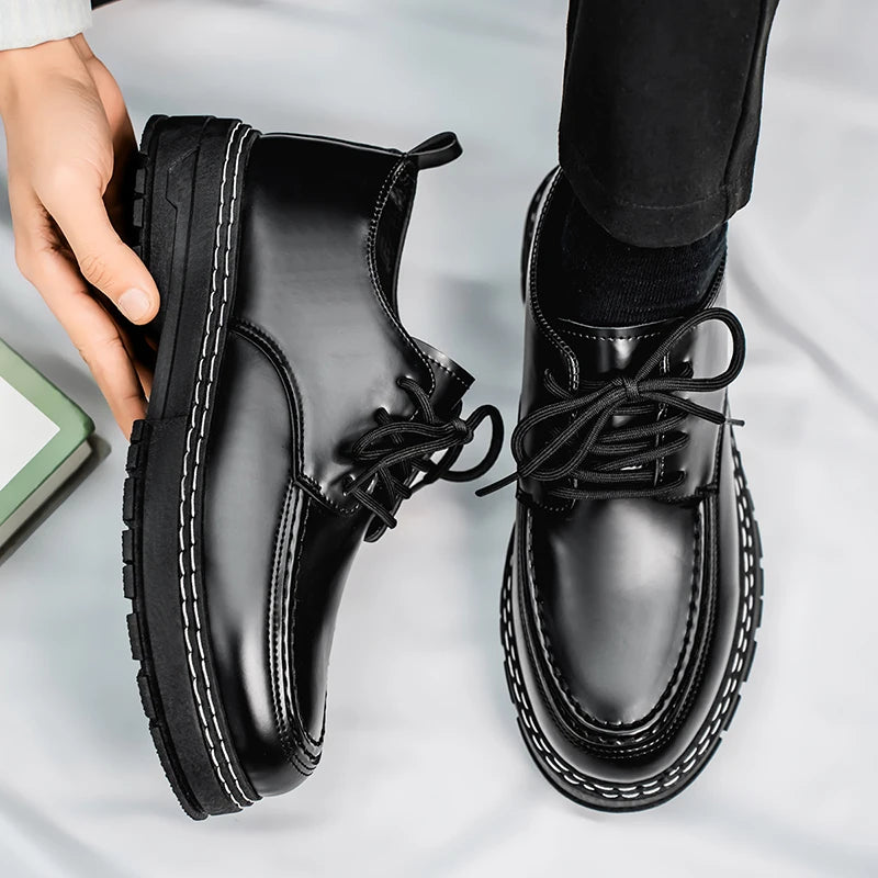 Business leather shoes four seasons soft sole plus size men's casual dress shoes groom wedding shoes fashion party leather shoes