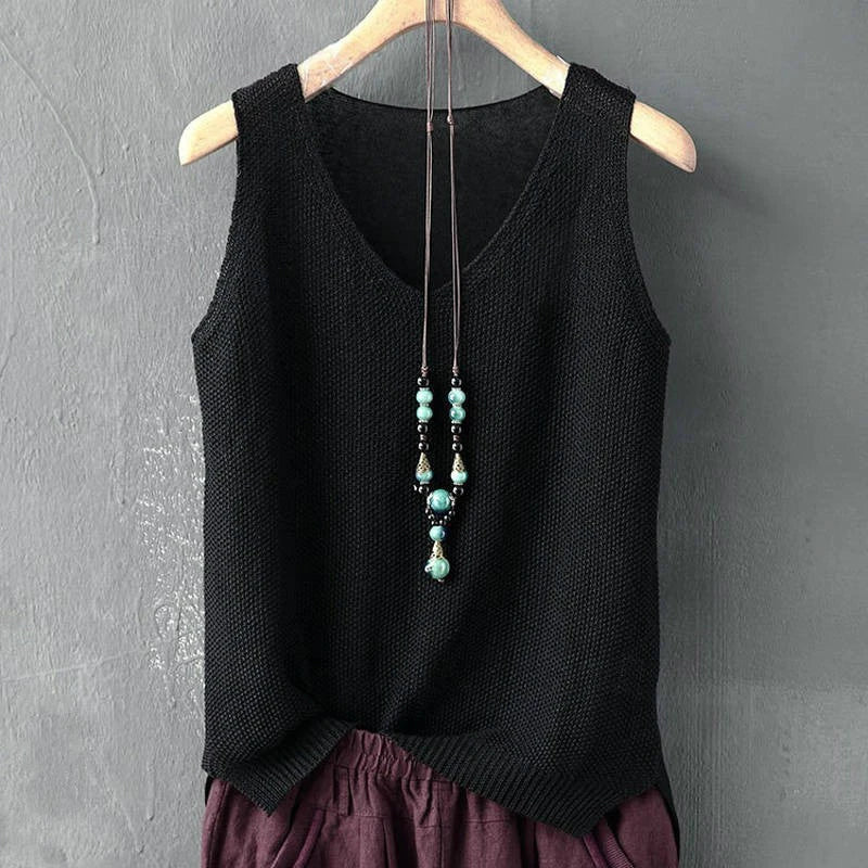 BLUSAS MUJER DE MODA 2024 BLUSE KVINNER Summer ermeløs strikket bluse skjorte kvinner klær v-hals bluse kvinner topper skjorter c855
