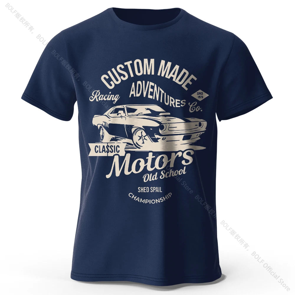 Camiseta impresa de motores para hombres 100% algodón de algodón
