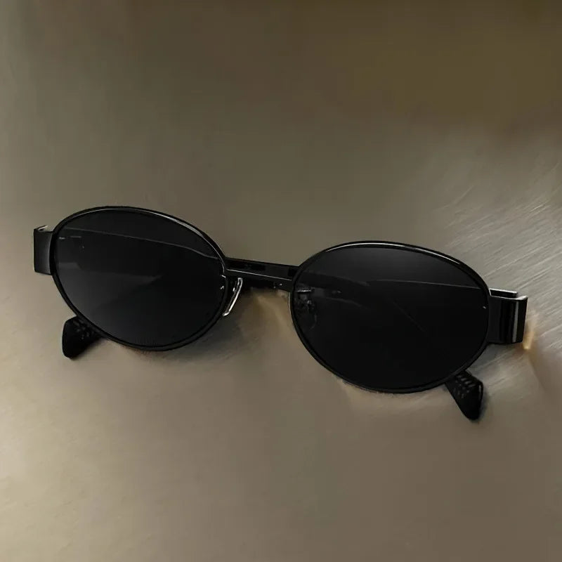 Retro Metal Frame Pilot Oval Sunglasses Women Men Brand Designer Vintage Round Sun Glasses Luxury 90s Green Lens Shades Male