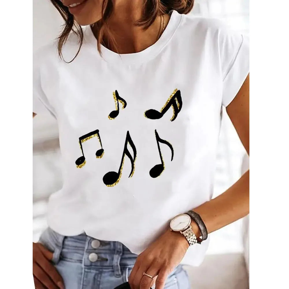 Love Heart imprimă femei tricou de vară fată o gât amuzant y2k tops tee feminin 90 îmbrăcăminte casual