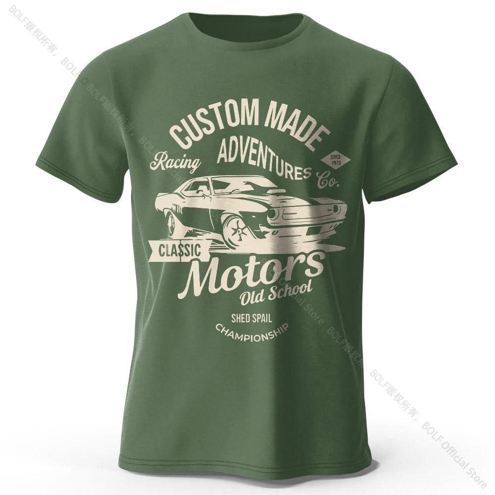 Camiseta impresa de motores para hombres 100% algodón de algodón
