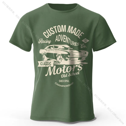 Camiseta impresa de motores para hombres 100% algodón de algodón