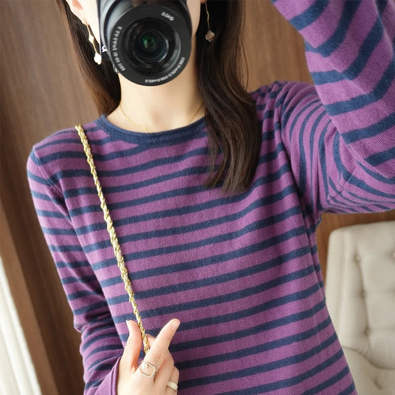 Femei Pulover 100% din bumbac ondulat cu b-gât pullover toamna iarna tricot casual îmbrăcăminte modă cu fundul moale de blaturi de pulover