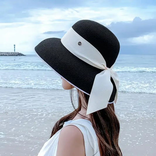 Beach hat Women Cap Hepburn style Bucket Hat summer retro design travel sunscreen straw hat sunshade fisherman hat sun helmet