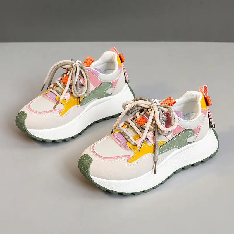 Zapatillas de zapatillas 2025 Summer Running Sports Altura de fondo espeso Aumento de zapatos casuales transpirables Mujer Zapatos de Mujer