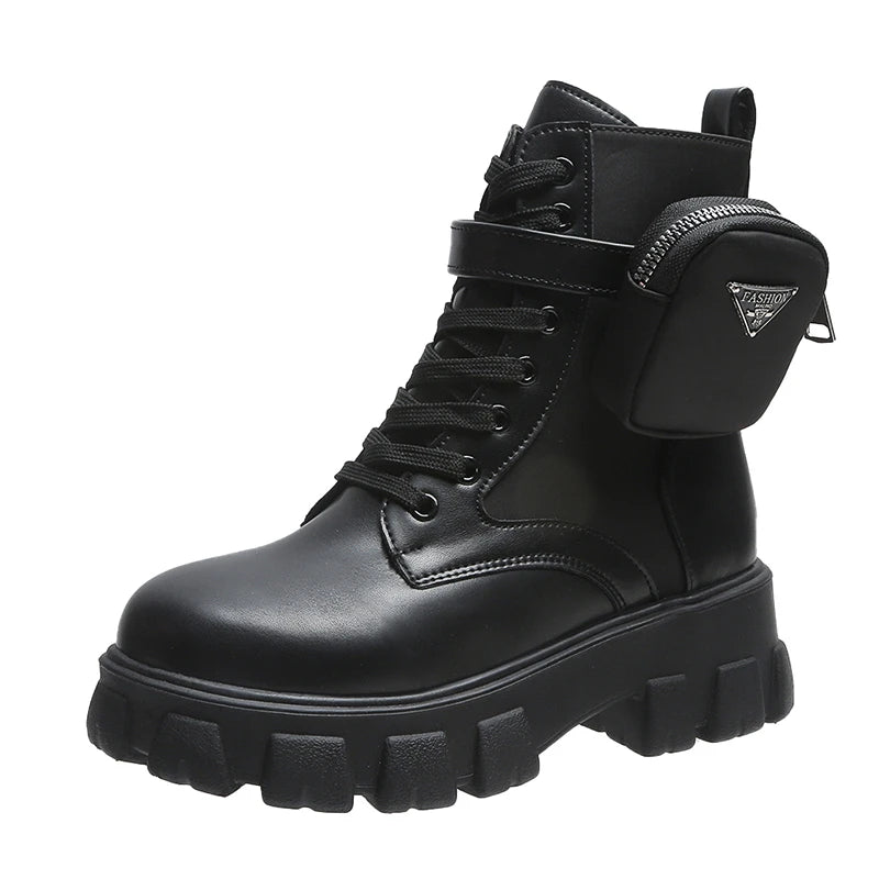 Women Boots Motorcycle Casual Shoes New Woman Leather Minimalist Classic Punk Female Mary Jane Goth Shoes Platform Boots Women
