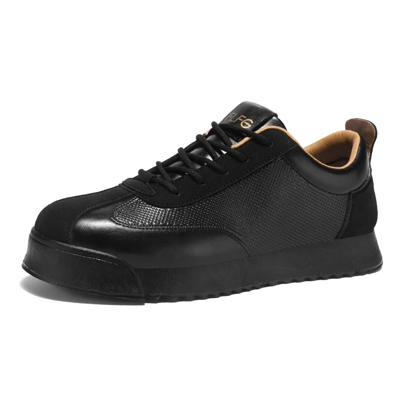 Ny håndlaget skinn herresko Mesh Breathable Fashion Non Slip Outdoor Daily Pendling Preppy Casual Festival Gaver Sneakers