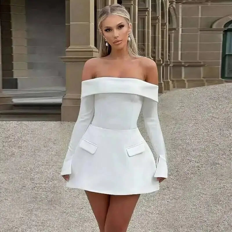 Avrilyaan Button Backless Bodycon Short Sexy A-line Dress Women Nightclub Party Dress Long Sleeve Mini Autumn Dress Vestidos