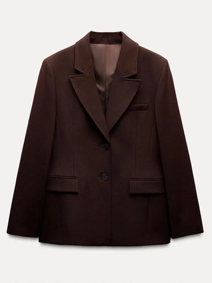Mini-saia elegante de Blazer Coat Desenta Mulheres Marrom ombro marrom
