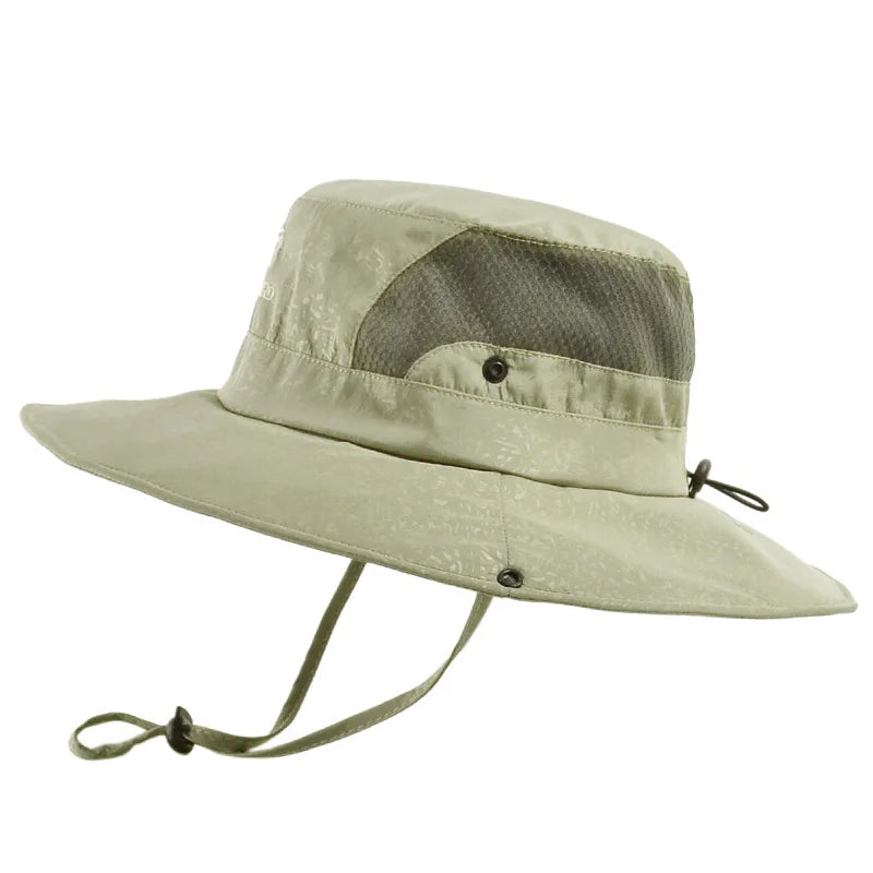 Foldable Summer Adjustable Sun Hats for Men Outdoor Breathable Mesh Fishing Cap Wide Brim Climbing Hat Design Bucket Shade Hat