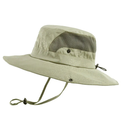 Foldable Summer Adjustable Sun Hats for Men Outdoor Breathable Mesh Fishing Cap Wide Brim Climbing Hat Design Bucket Shade Hat