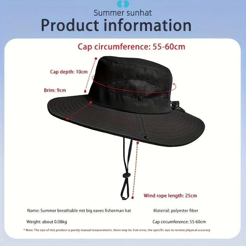 Spring summer sunshade hat Ladies outdoor fishing Mountaineering fisherman hat Breathable large brim sun hat