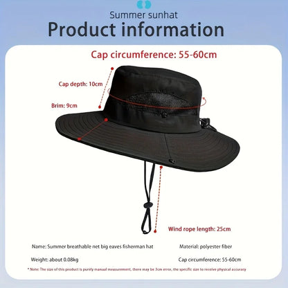 Spring summer sunshade hat Ladies outdoor fishing Mountaineering fisherman hat Breathable large brim sun hat