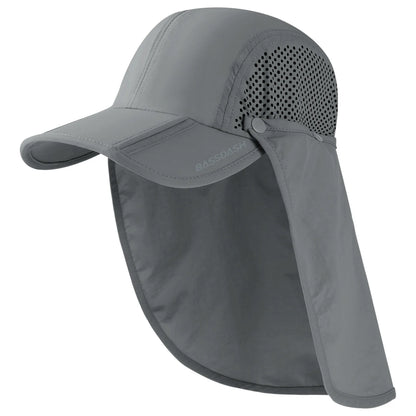 BASSDASH UPF 50+ Foldable Fishing Hat Baseball Cap with Removable Neck Flap Portable for Men Women Golf Hiking
