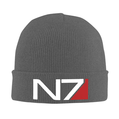 Mass Effect N7 Knit Hat Beanie Winter Hats Warm Acrylic Hip-Hop Caps for Men Women Gifts