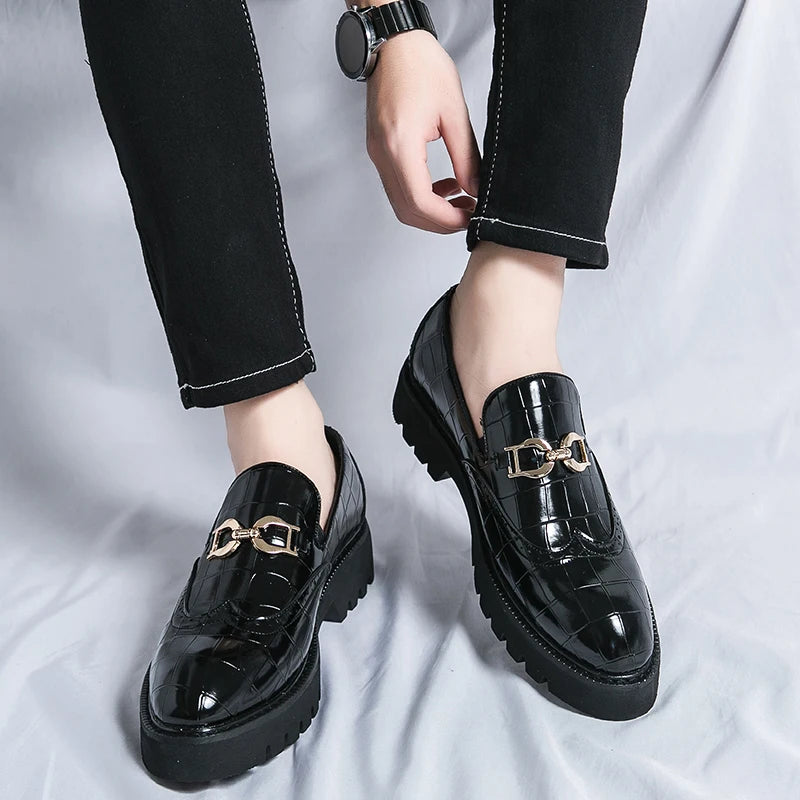 Classic Trends Autumn Outdoor Men's Leather Shoes Platform Oxfords Male Derby Shoes Casual Mens Lace Up Thick Soled Work Shoes