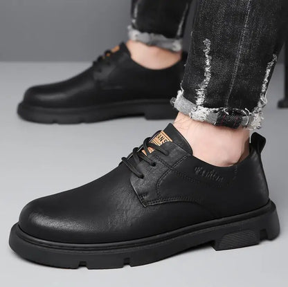Sapatos de plataforma de outono de couro de vaca para homens moda casual novo designer derby sapatos masculino de baixo trabalho de trabalho no tornozelo