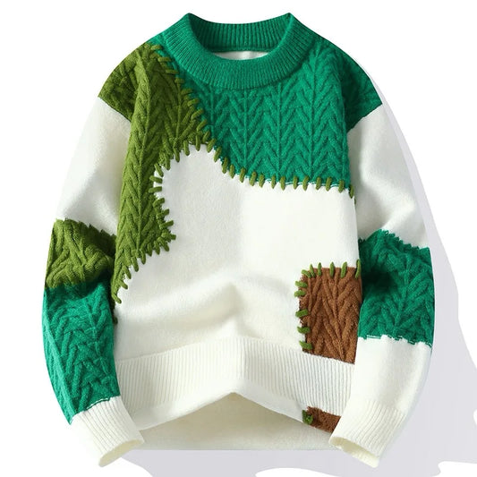 Pull de mode d'hiver Men patchwork pull-tricot décontracté pour hommes