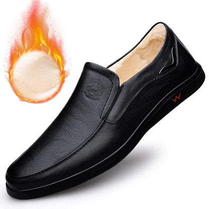 Handmade Men's Shoes Business Leather Shoes Rubber Sole Loafers Slip on Male Casual Shoes Work Office Shoe Black Flat Dress Shoe