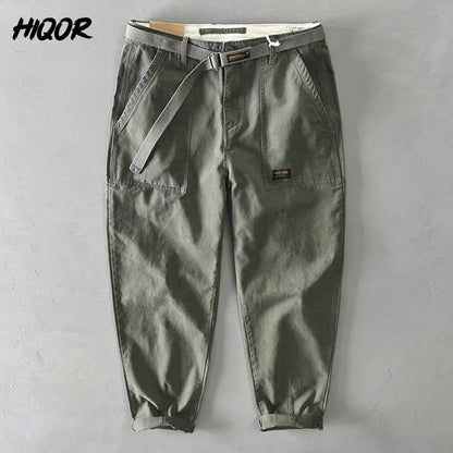 Hiqor Brand Men Men 100 ٪ السراويل غير الرسمية للقطن 2025 سراويل فضفاضة للرجال سروال عمل فضفاض بالإضافة إلى حجم 38 سروال شحن Y2K رجل