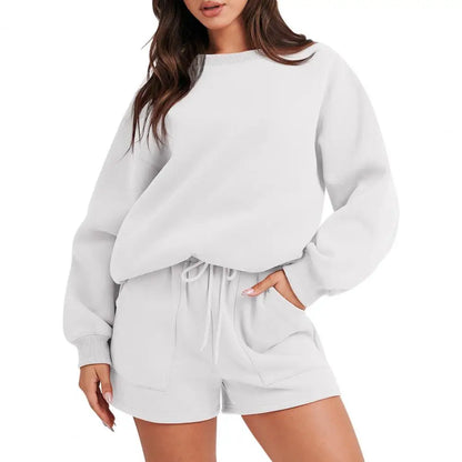Winter Two Piece Set Women Tracksuit Overdimensionerad kostym 2023 Autumn Shorts Suits Female Sweatshirt Solid Sports Hoodie Sportwear