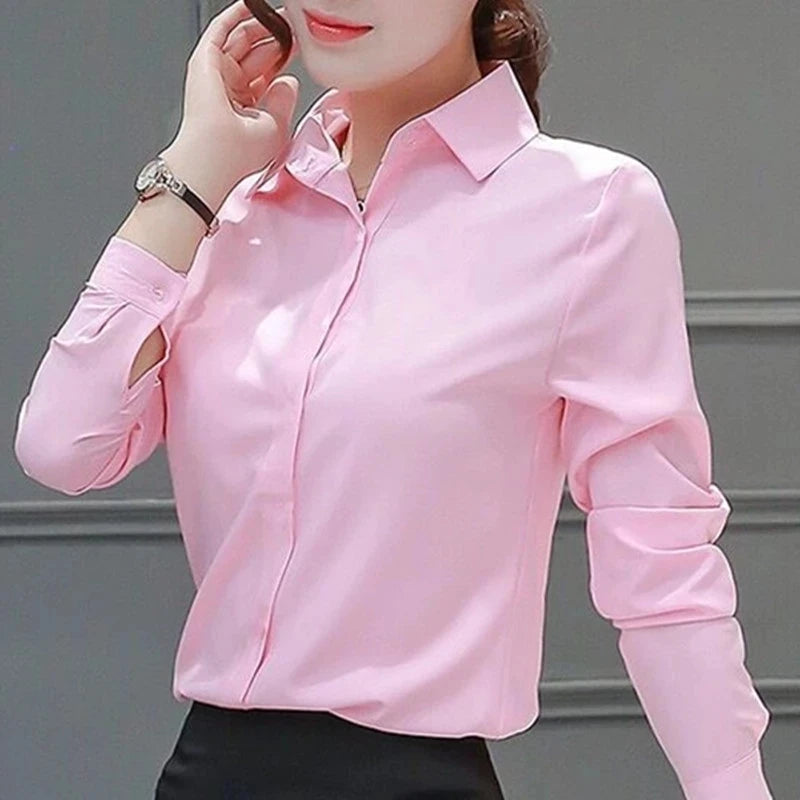 Camicie da donna camicette da donna camicia bianca camicetta a maniche lunghe top da femmina di camicette di base 2023 abiti da donna elegante moda