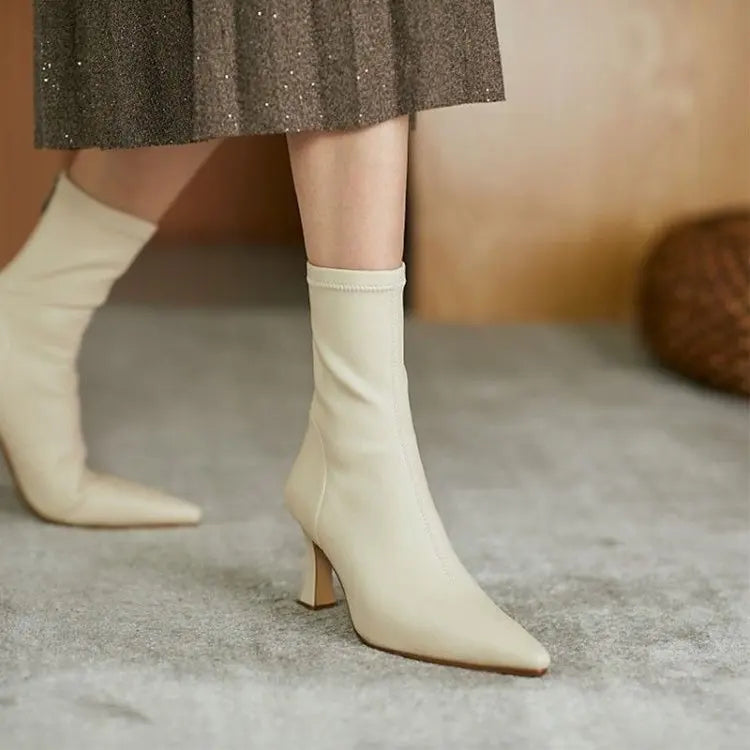 2023 WOMEN HIGH WEEL KRATKE KOŽNJI Čizme Nove čizme ženske tanke čizme za tanke potpele dame gležnjeve kratke čizme Botas de mujer