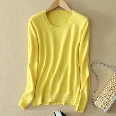 2025 Autumn Winter Sweater Women Long Sleeve O-neck Knit Tops Solid Slim Fit Bottoming Shirt Korean Fashion Pullovers Knitwears
