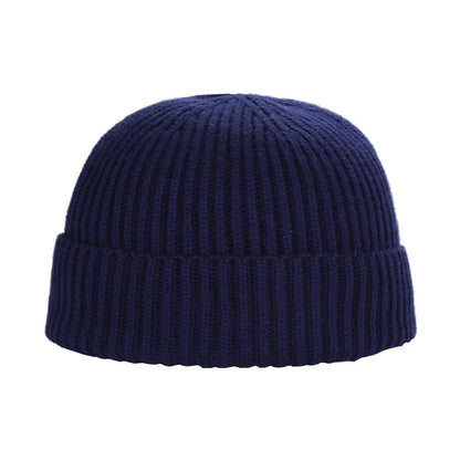 Autumn  Winter Short Warm Melon Hat Men Knitted Round Top Brimless Cold Hat Women Street hip-hop Wool Beanie