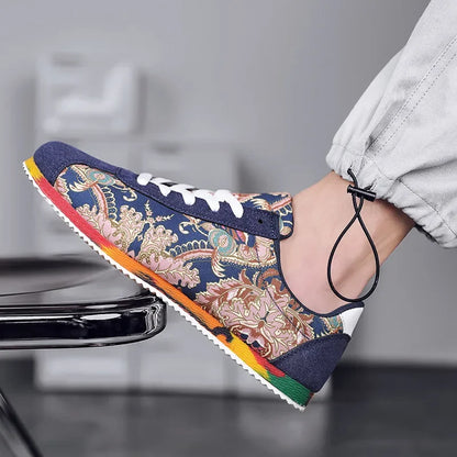 Designer mænds afslappede sko graffiti trykte lærred sko til mænd høj kvalitet åndbare løbesko lette mænd sneakers