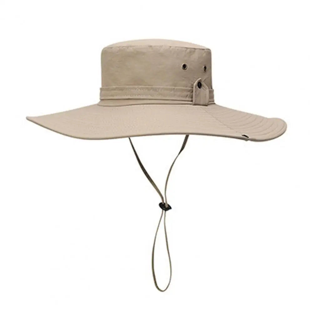 Fisherman Hat Wide Brim Solid Color Lace-Up Design Men Women Outdoor Hat Versatile Sun Protection Basin Hat