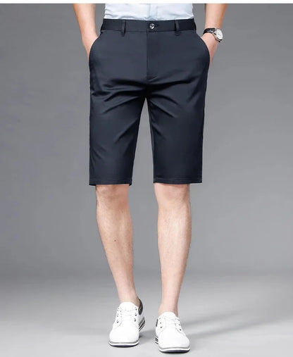 Casual Shorts Men Summer New Fashion Business Straight Elastic Thin Short Pants High Quality Smart Casual Trousers Male Clothes