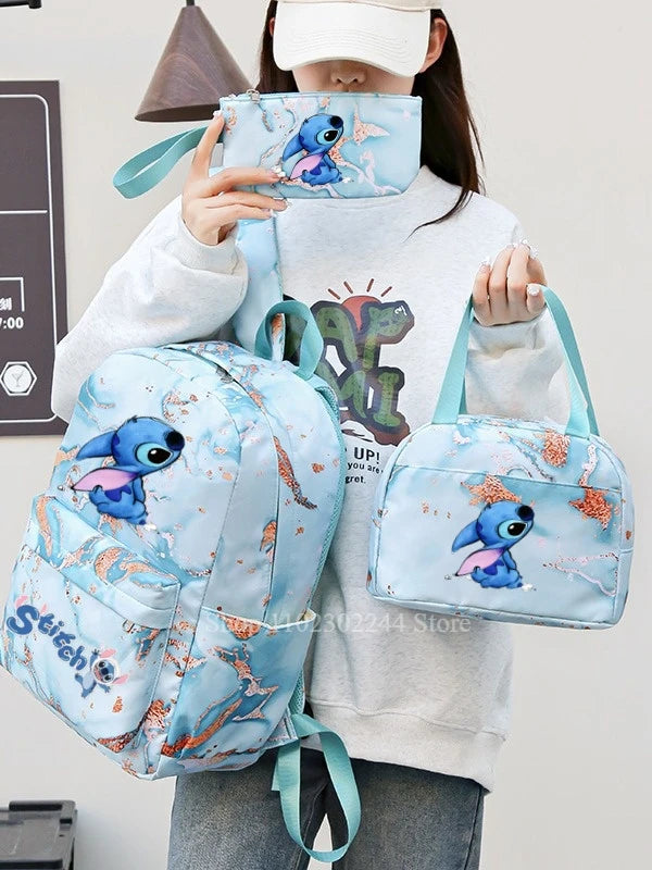 3Pcs Disney Lilo & Stitch Backpack for Girl Student Teenager Anime Print Children Rucksack Birthday Gift Women Casual School Bag